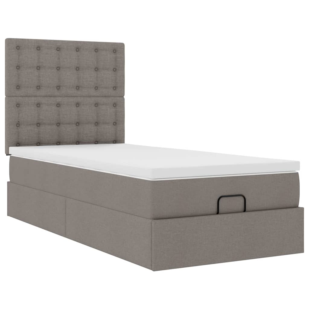 Ottoman-Bett mit Matratze Taupe 100x200 cm Stoff