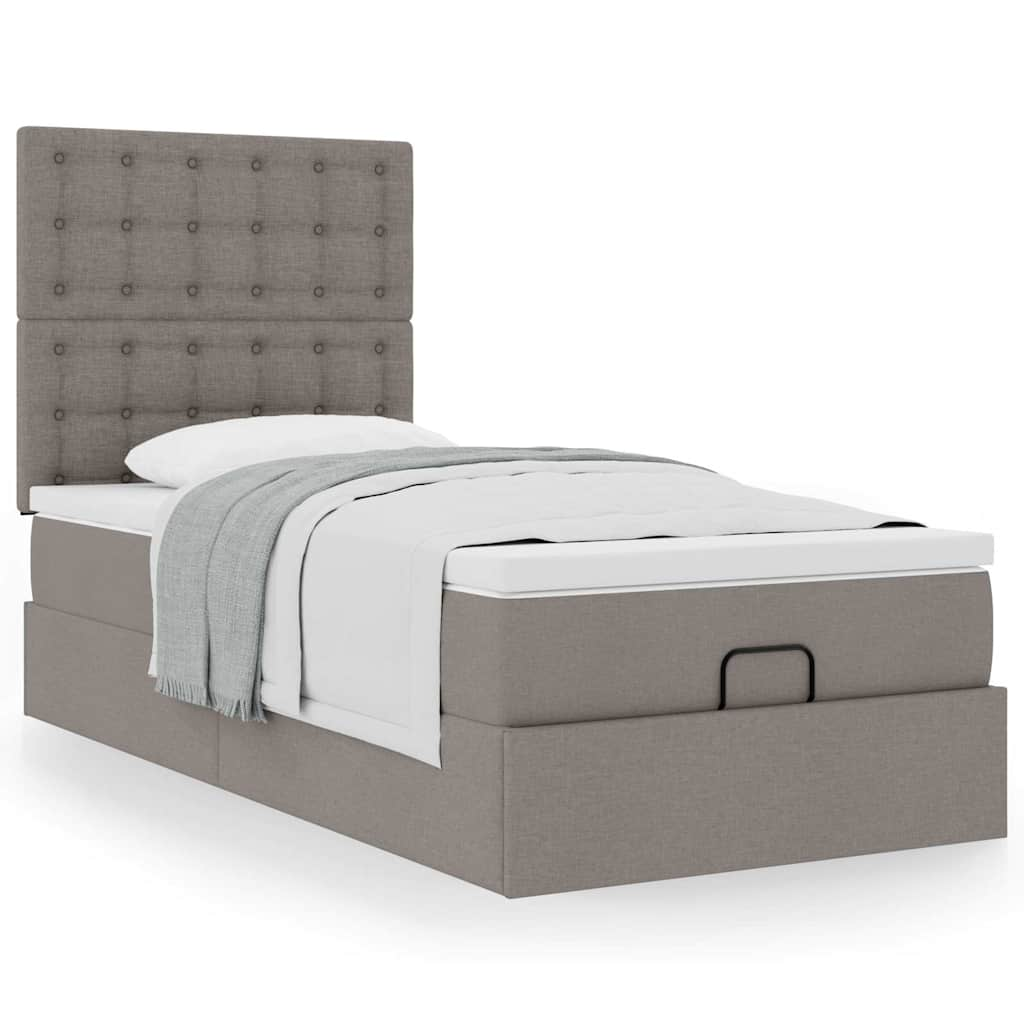 Ottoman-Bett mit Matratze Taupe 100x200 cm Stoff