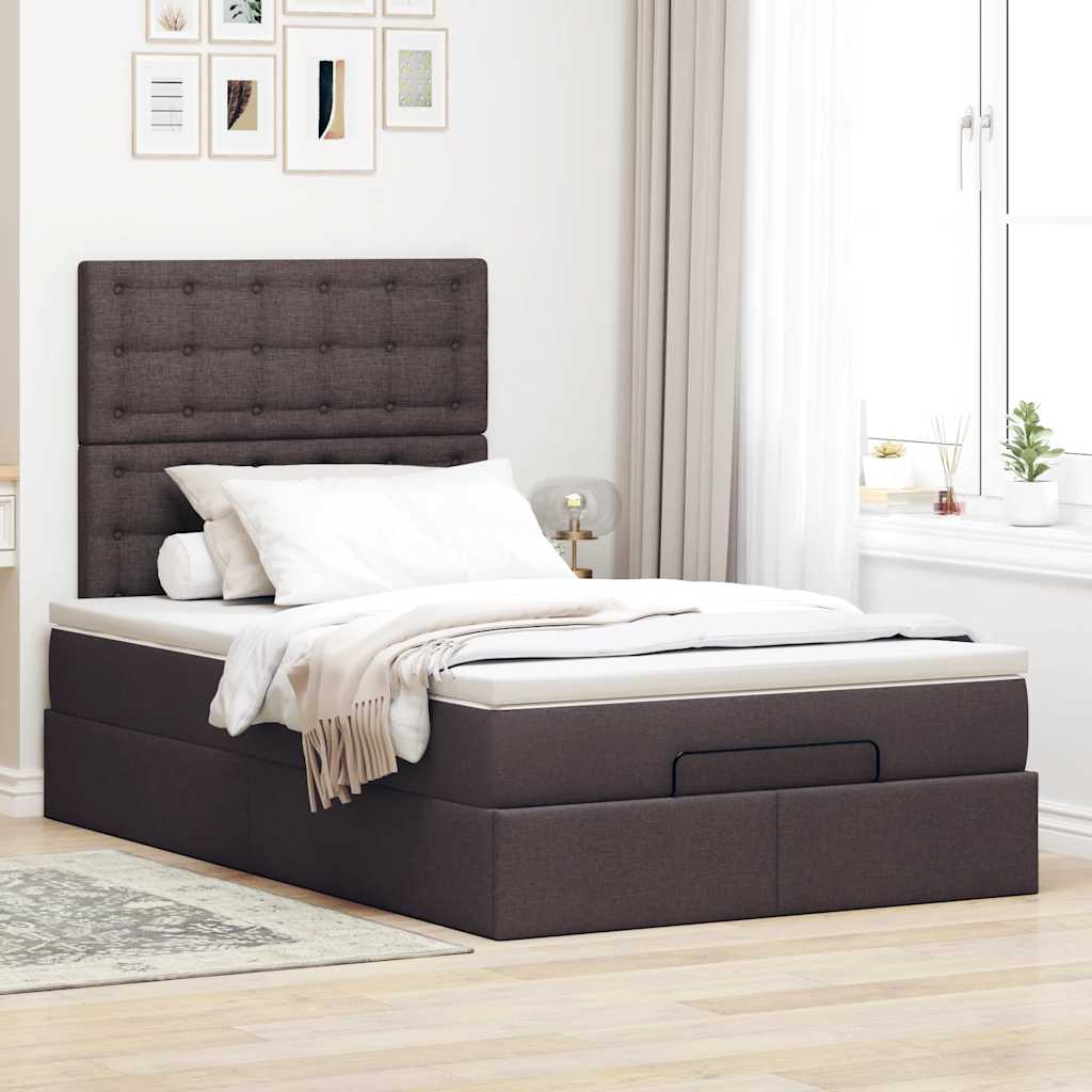 Ottoman-Bett mit Matratze Dunkelbraun 120x200 cm Stoff