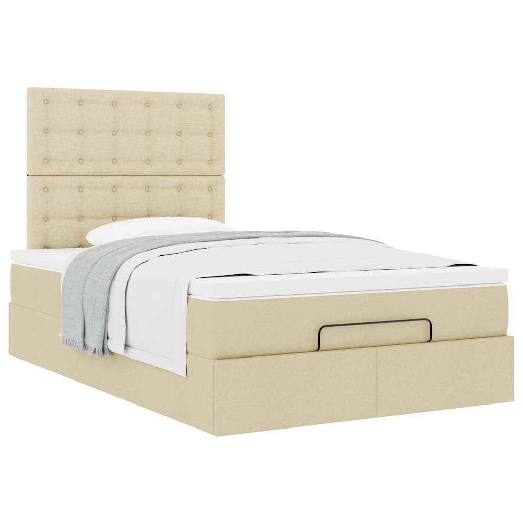 Ottoman-Bett mit Matratze Creme 120x200 cm Stoff