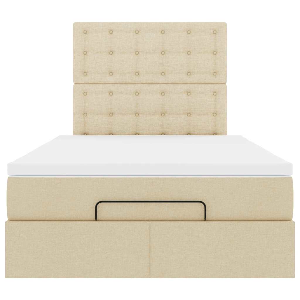 Ottoman-Bett mit Matratze Creme 120x200 cm Stoff