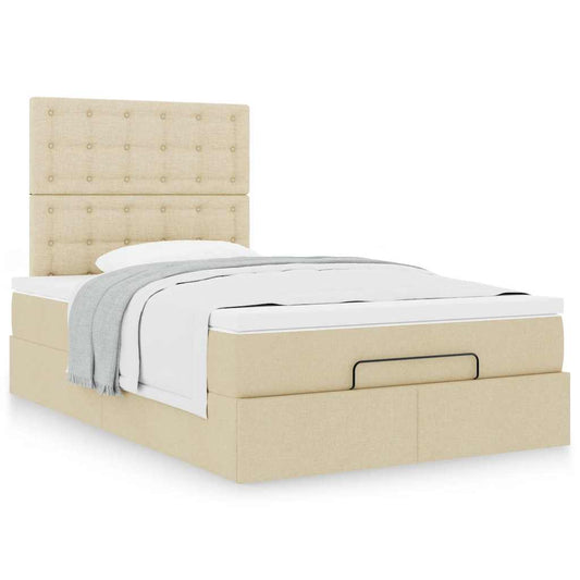 Ottoman-Bett mit Matratze Creme 120x200 cm Stoff