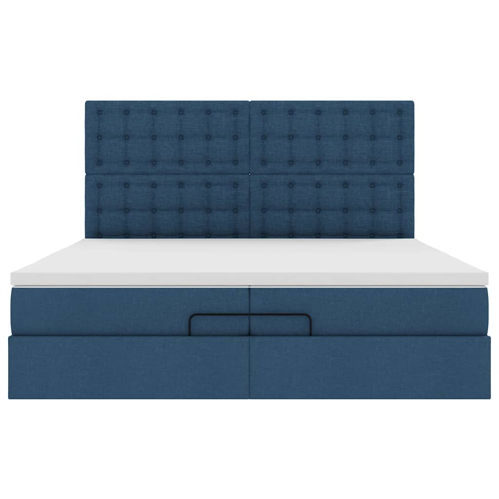 Ottoman-Bett mit Matratzen Blau 200x200 cm Stoff