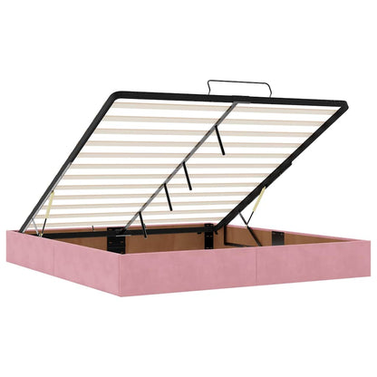 Ottoman-Bett mit Matratzen Rosa 200x200 cm Samt