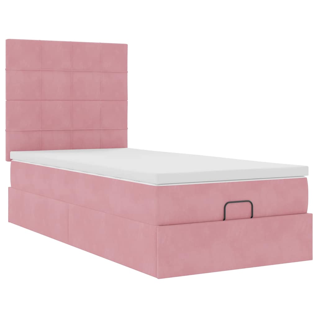 Ottoman-Bett mit Matratzen Rosa 100x200 cm Samt