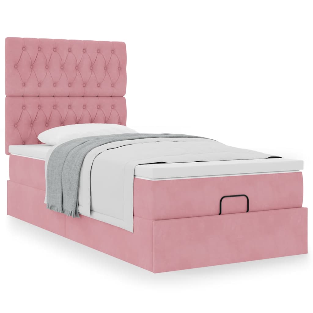 Ottoman-Bett mit Matratzen Rosa 80x200 cm Samt