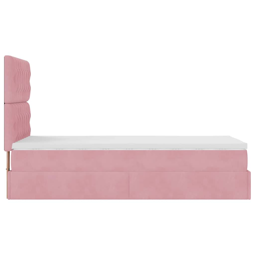 Ottoman-Bett mit Matratzen Rosa 90x190 cm Samt