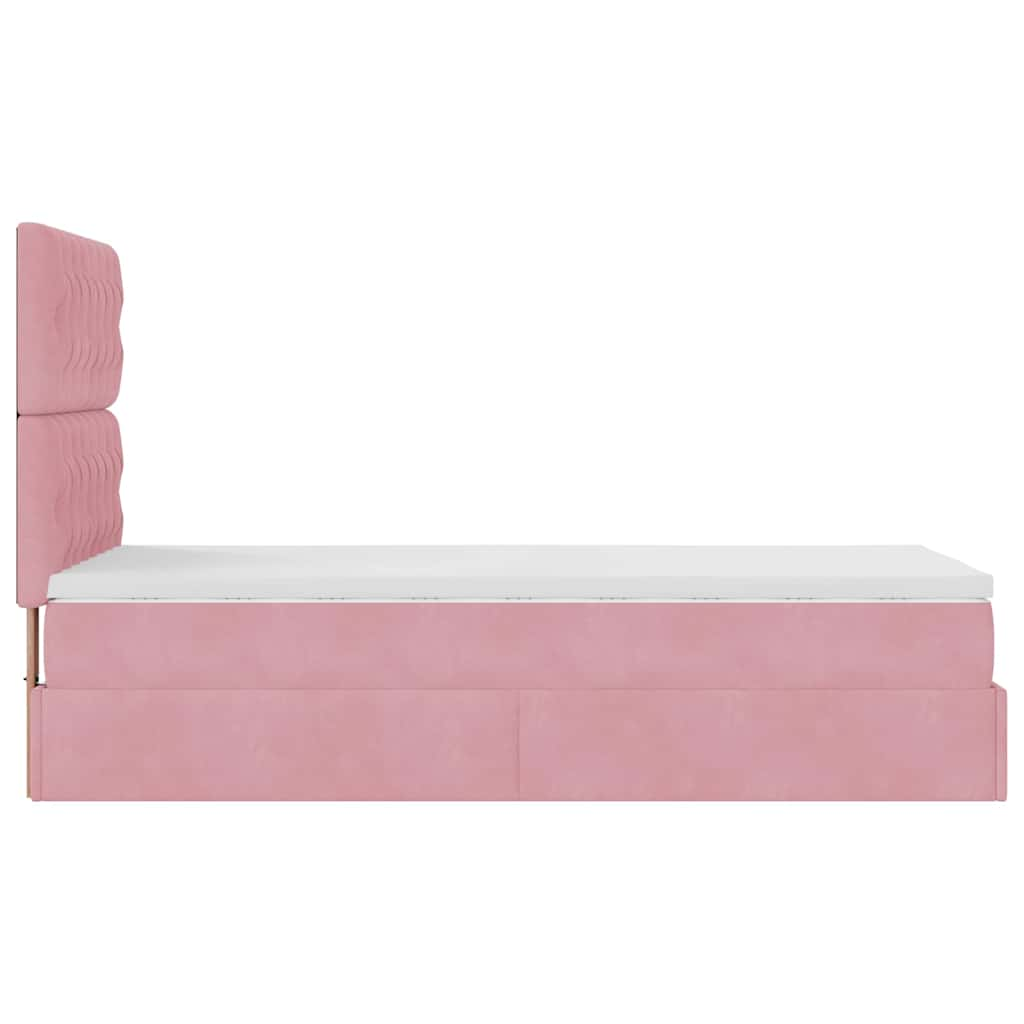 Ottoman-Bett mit Matratzen Rosa 100x200 cm Samt