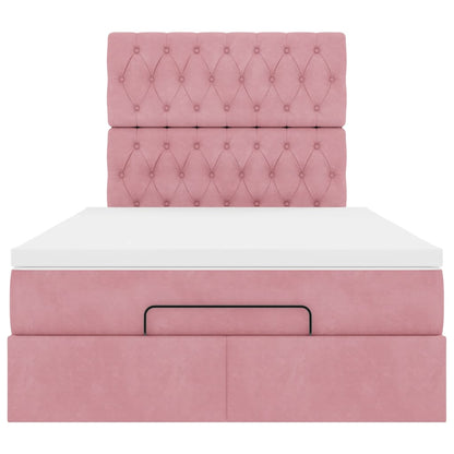 Ottoman-Bett mit Matratzen Rosa 120x190 cm Samt