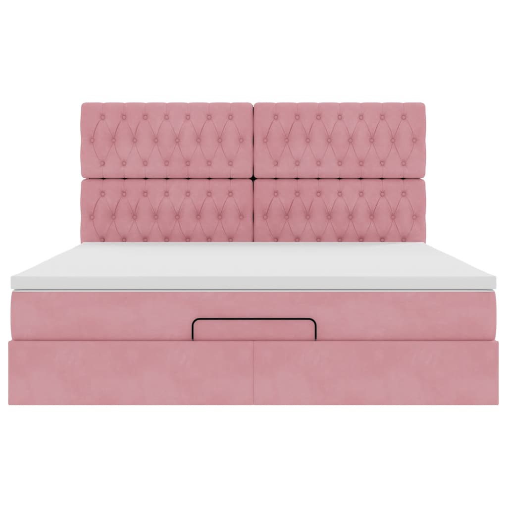 Ottoman-Bett mit Matratzen Rosa 180x200 cm Samt