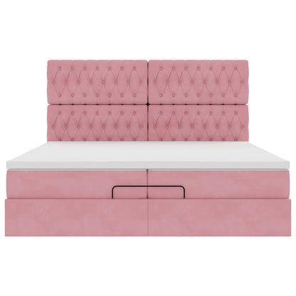 Ottoman-Bett mit Matratzen Rosa 200x200 cm Samt