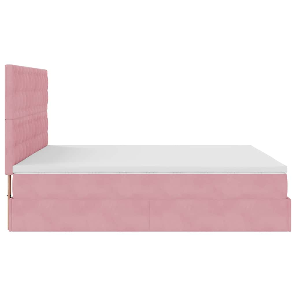 Ottoman-Bett mit Matratzen Rosa 180x200 cm Samt