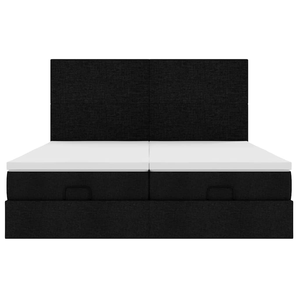 Ottoman-Bett mit Matratzen Schwarz 180x200 cm Stoff