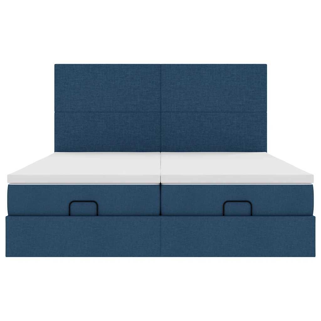 Ottoman-Bett mit Matratzen Blau 180x200 cm Stoff