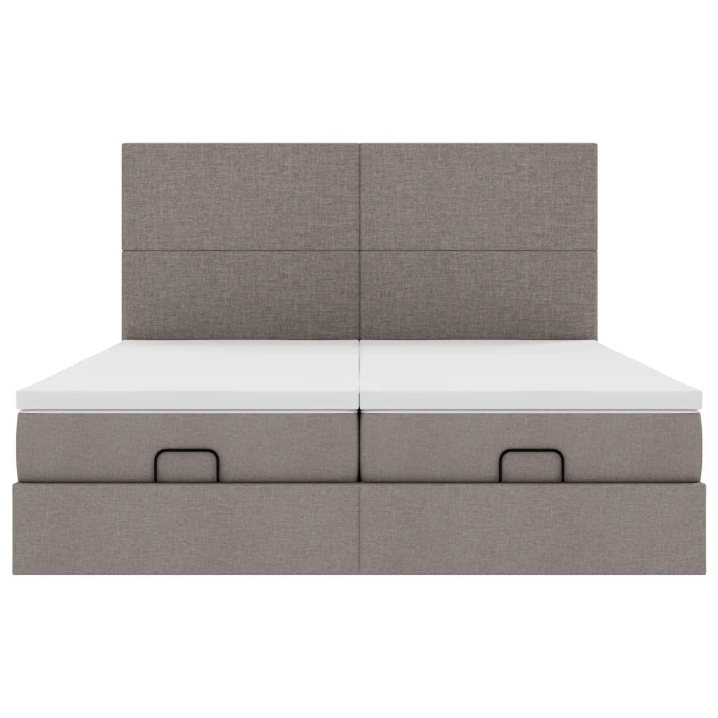 Ottoman-Bett mit Matratzen Taupe 200x200 cm Stoff