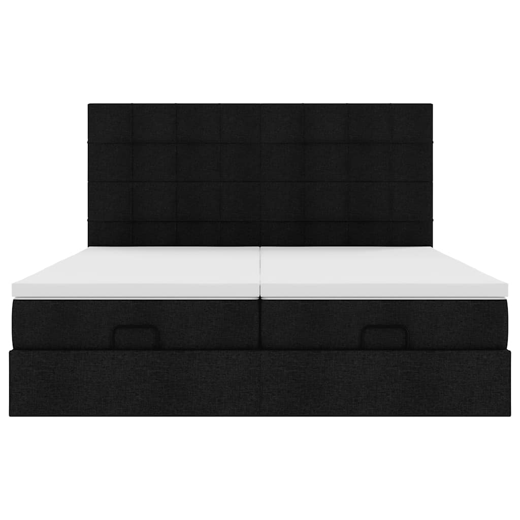 Ottoman-Bett mit Matratzen Schwarz 200x200 cm Stoff