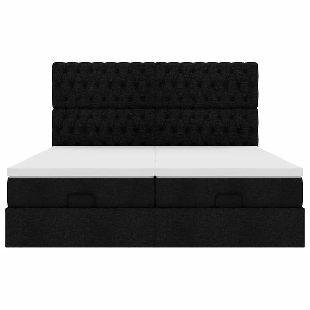 Ottoman-Bett mit Matratzen Schwarz 180x200 cm Stoff