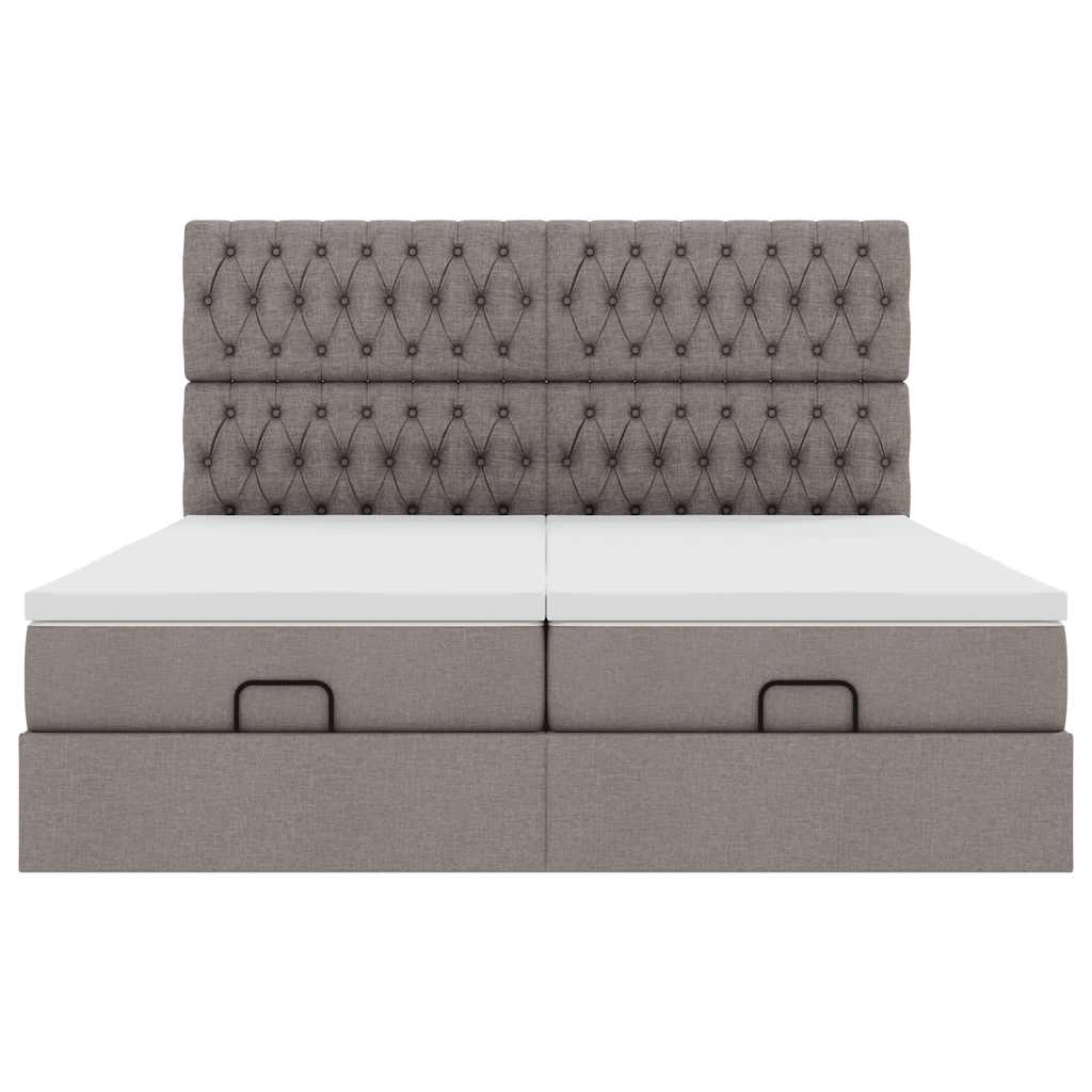 Ottoman-Bett mit Matratzen Taupe 180x200 cm Stoff