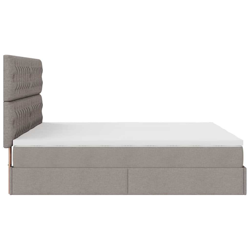 Ottoman-Bett mit Matratzen Taupe 180x200 cm Stoff