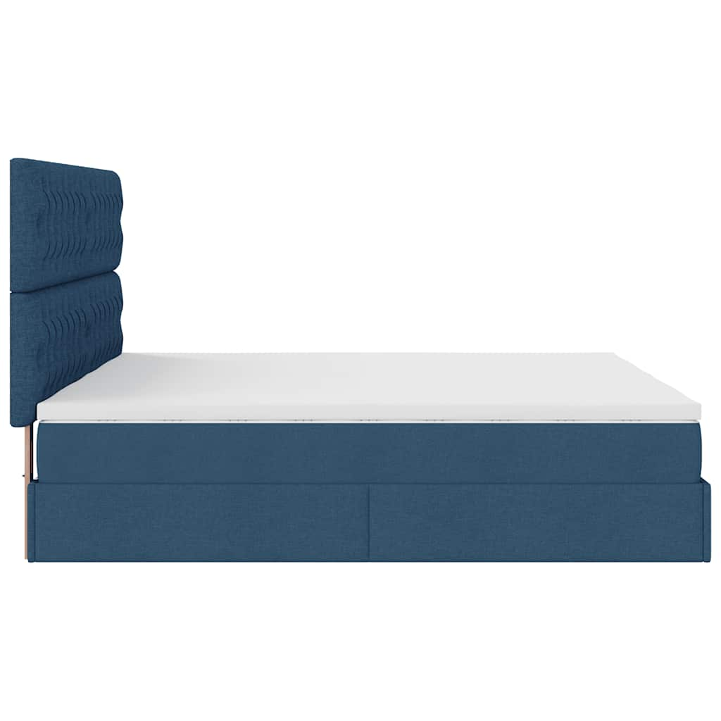 Ottoman-Bett mit Matratzen Blau 180x200 cm Stoff