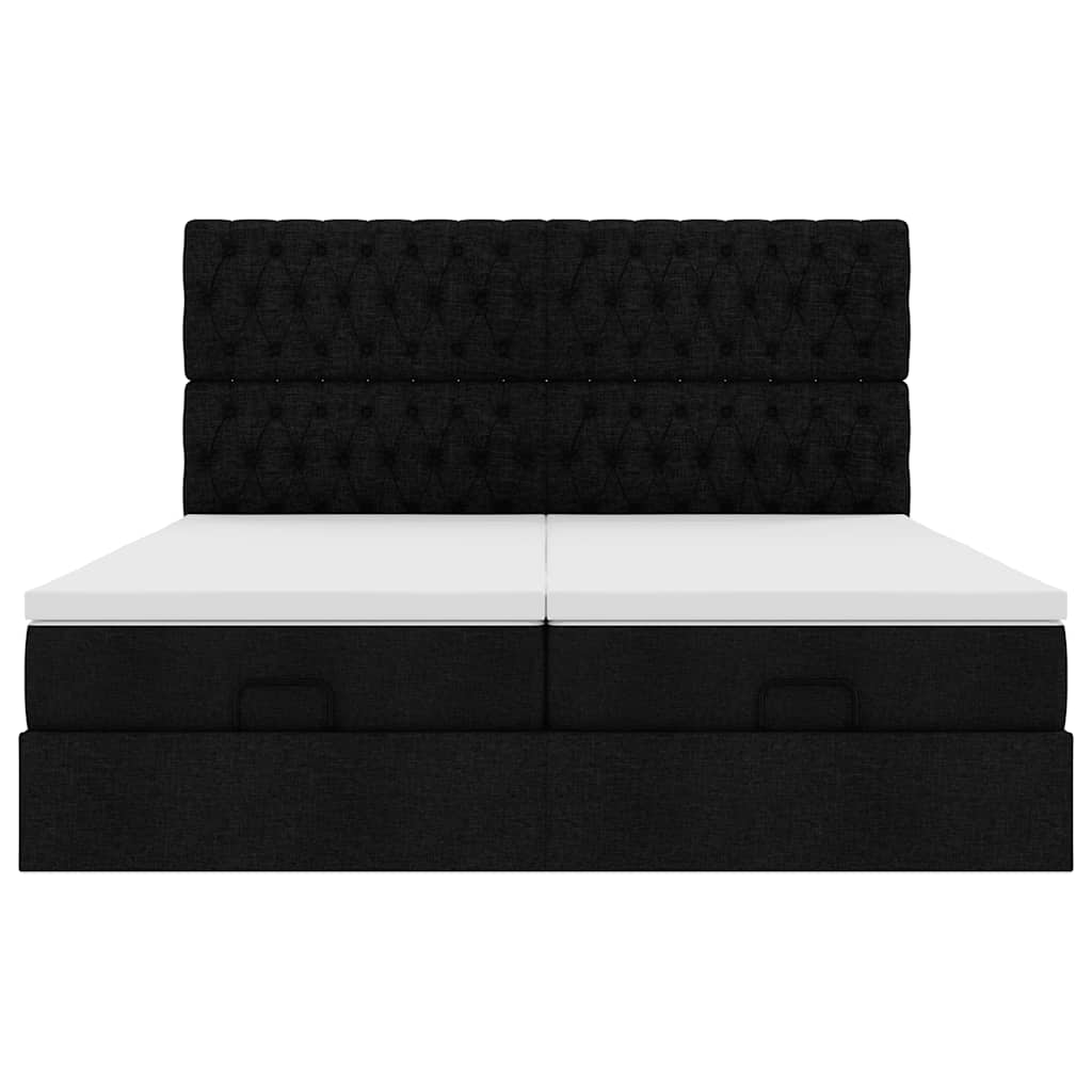 Ottoman-Bett mit Matratzen Schwarz 200x200 cm Stoff