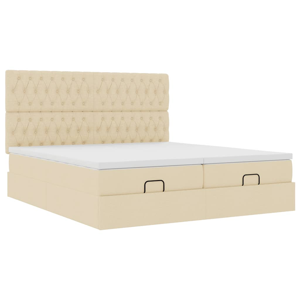 Ottoman-Bett mit Matratzen Creme 200x200 cm Stoff