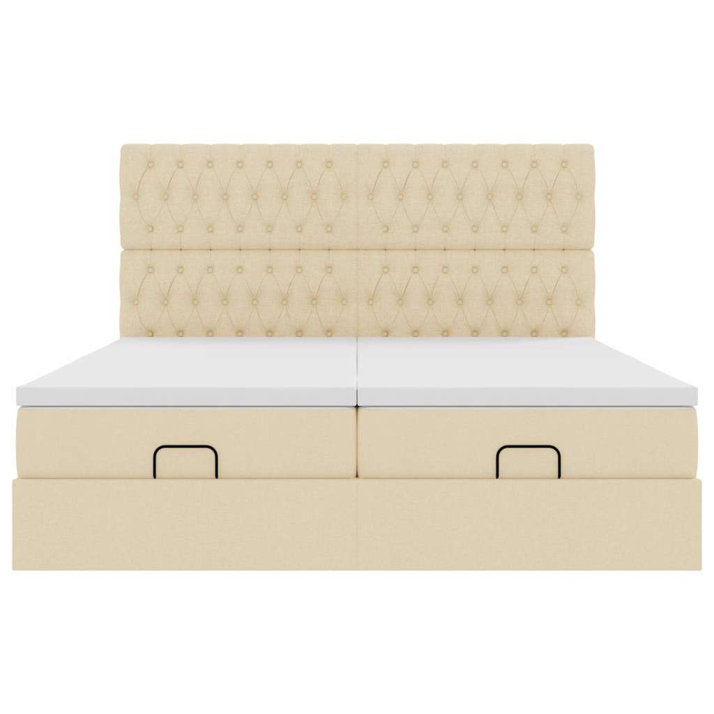 Ottoman-Bett mit Matratzen Creme 200x200 cm Stoff