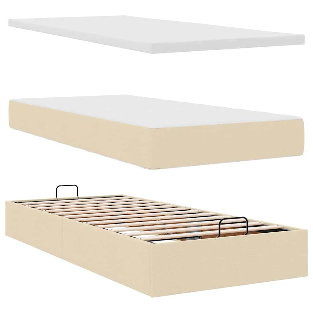 Ottoman-Bett mit Matratzen Creme 200x200 cm Stoff