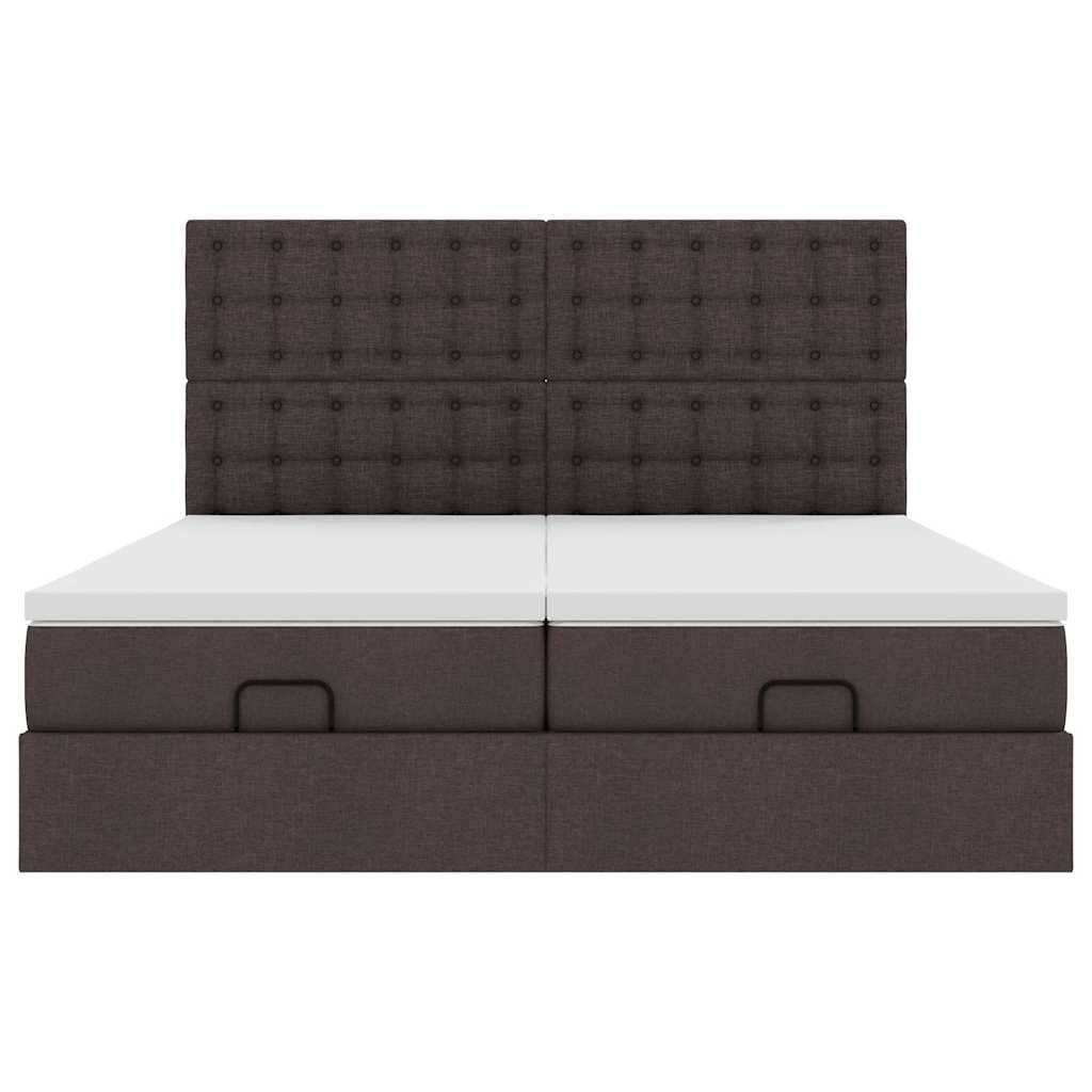 Ottoman-Bett mit Matratzen Dunkelbraun 180x200 cm Stoff