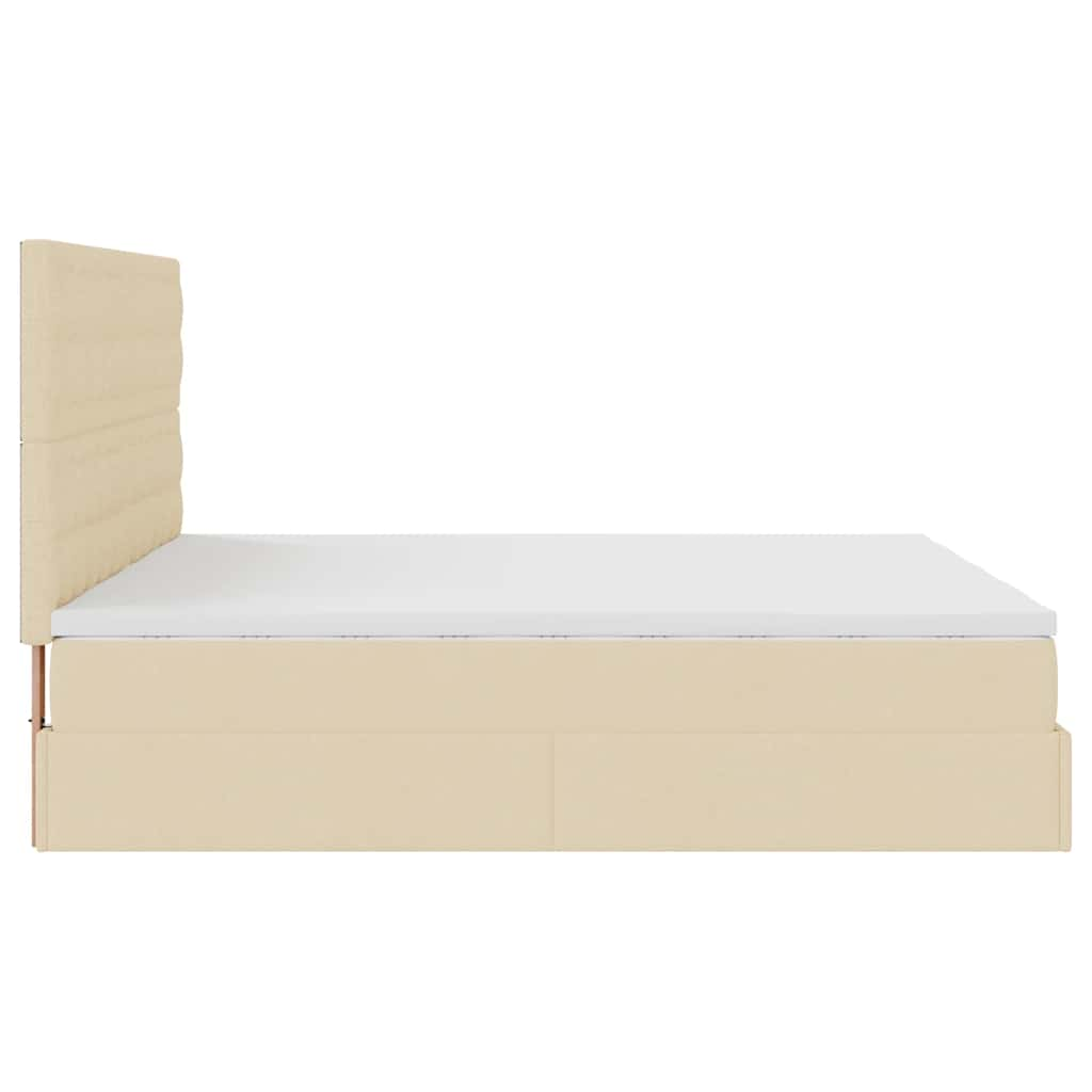 Ottoman-Bett mit Matratzen Creme 180x200 cm Stoff