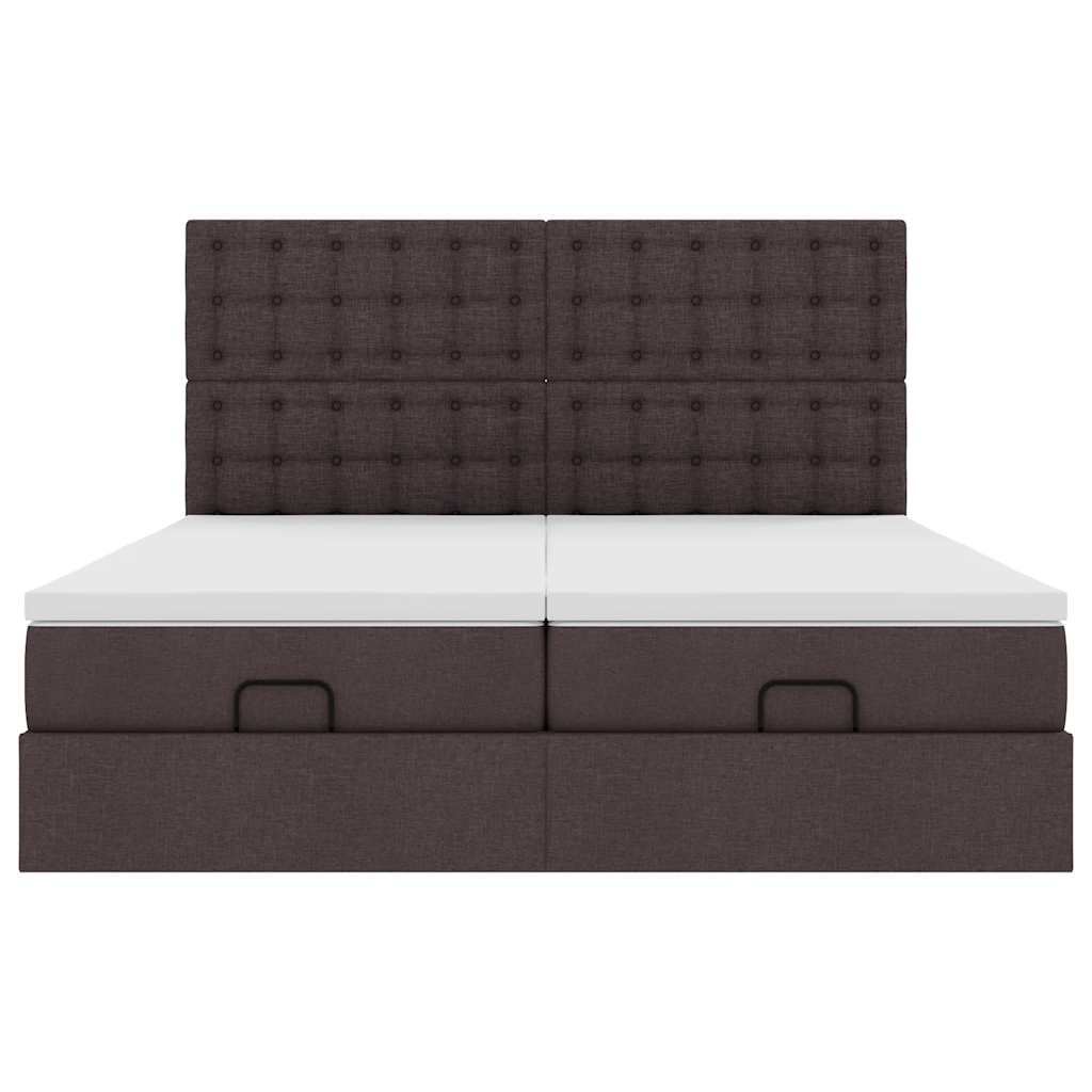 Ottoman-Bett mit Matratzen Dunkelbraun 200x200 cm Stoff