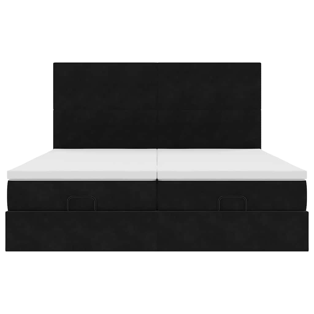 Ottoman-Bett mit Matratzen Schwarz 180x200 cm Samt