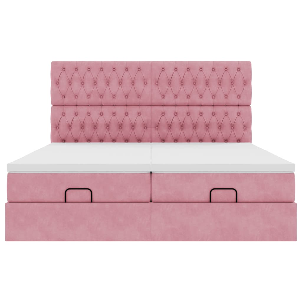 Ottoman-Bett mit Matratzen Rosa 200x200 cm Samt