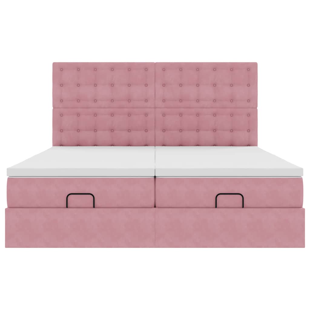 Ottoman-Bett mit Matratzen Rosa 200x200 cm Samt