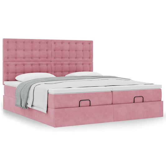 Ottoman-Bett mit Matratzen Rosa 200x200 cm Samt