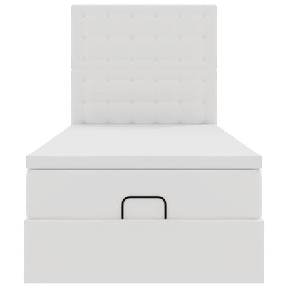 Ottoman-Bett mit Matratze & LEDs Weiß 90x200 cm Kunstleder