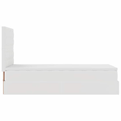 Ottoman-Bett mit Matratze & LEDs Weiß 90x200 cm Kunstleder