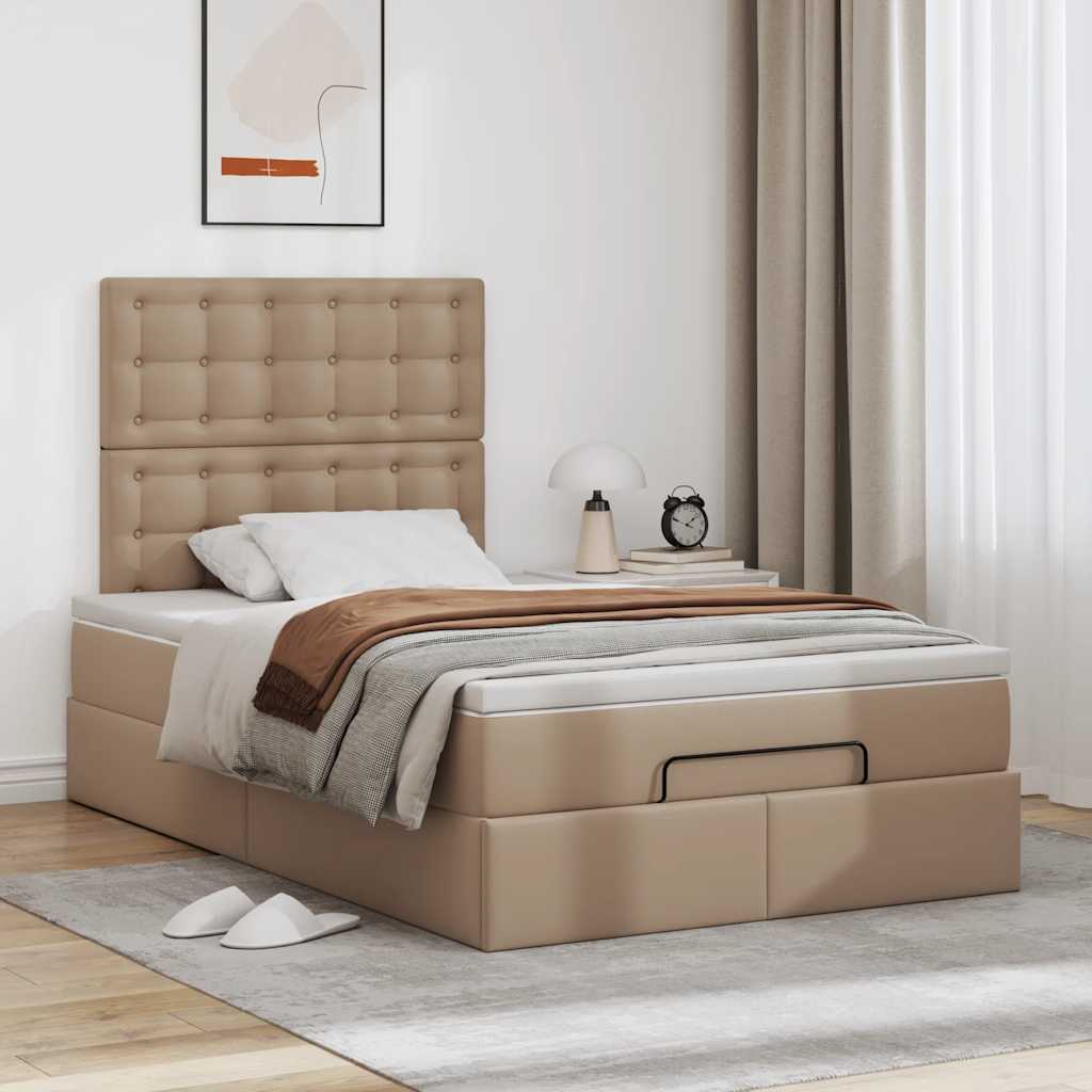 Ottoman-Bett mit Matratze Cappuccino-Braun 120x200cm Kunstleder