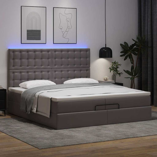 Ottoman-Bett mit Matratzen Grau 200x200 cm Kunstleder