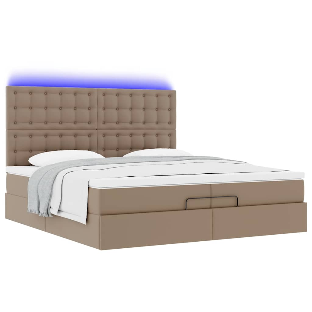 Ottoman-Bett mit Matratzen Cappuccino 200x200cm Kunstleder