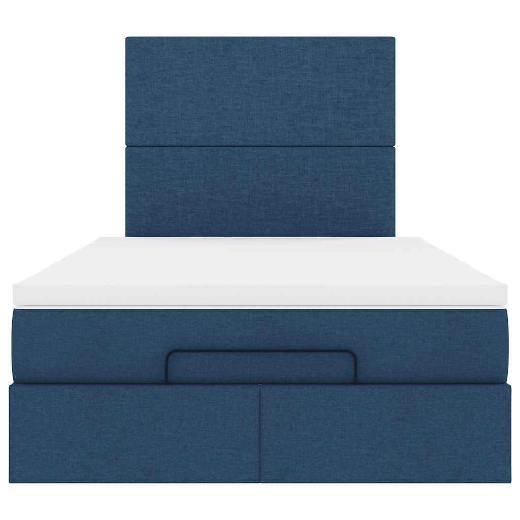 Ottoman-Bett mit Matratze Blau 120x200 cm Stoff