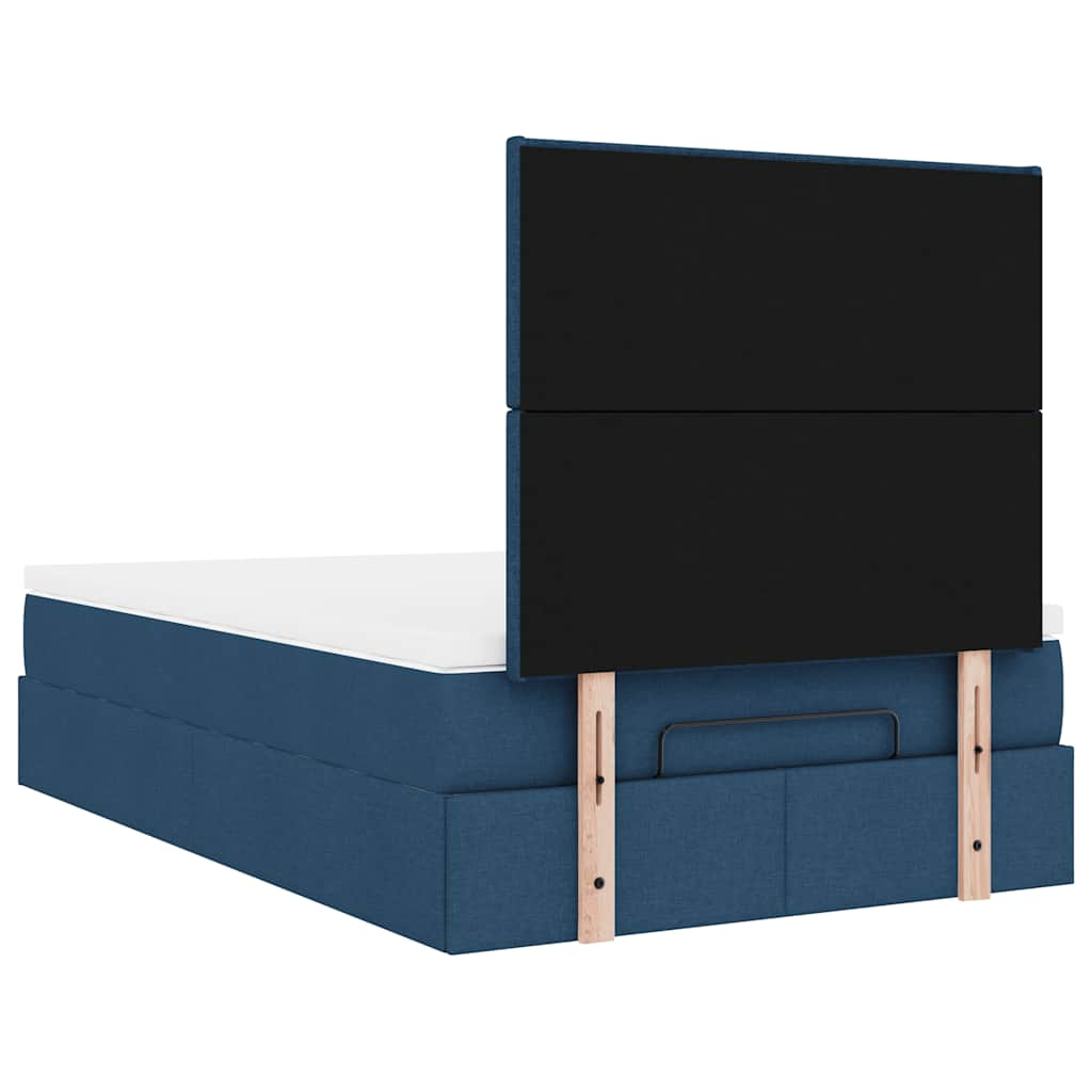 Ottoman-Bett mit Matratze Blau 120x200 cm Stoff