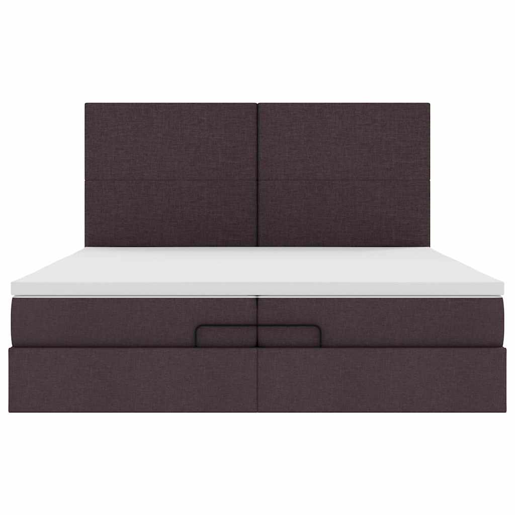 Ottoman-Bett mit Matratzen Dunkelbraun 200x200 cm Stoff