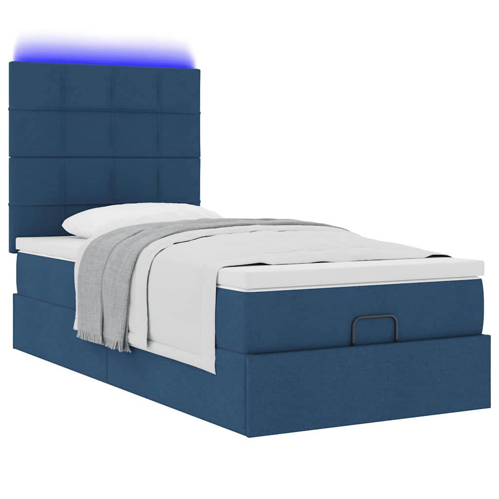 Ottoman-Bett mit Matratze Blau 90x190 cm Stoff