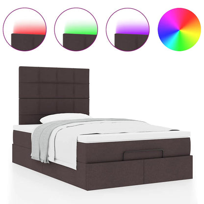 Ottoman-Bett mit Matratze & LEDs Dunkelbraun 120x190 cm Stoff