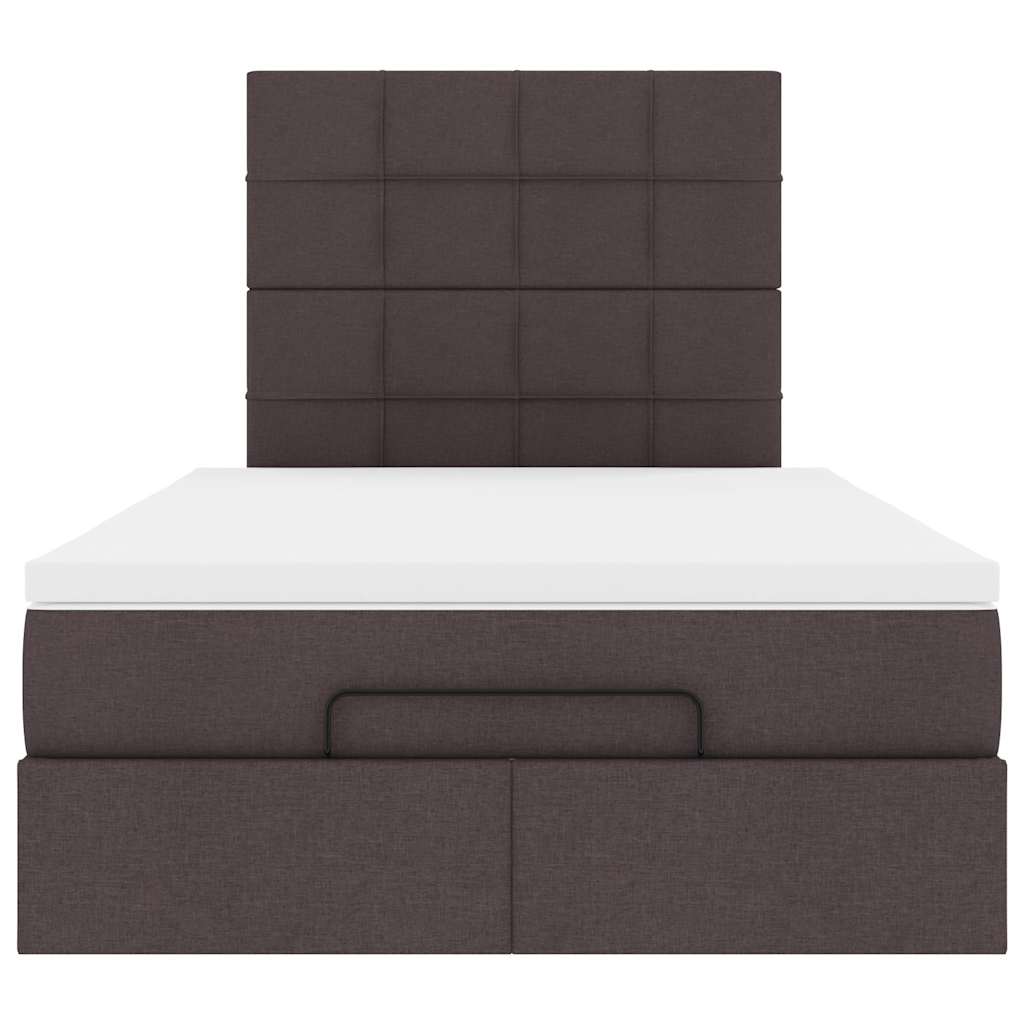 Ottoman-Bett mit Matratze & LEDs Dunkelbraun 120x190 cm Stoff