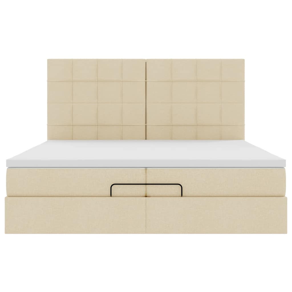 Ottoman-Bett mit Matratzen Creme 200x200 cm Stoff