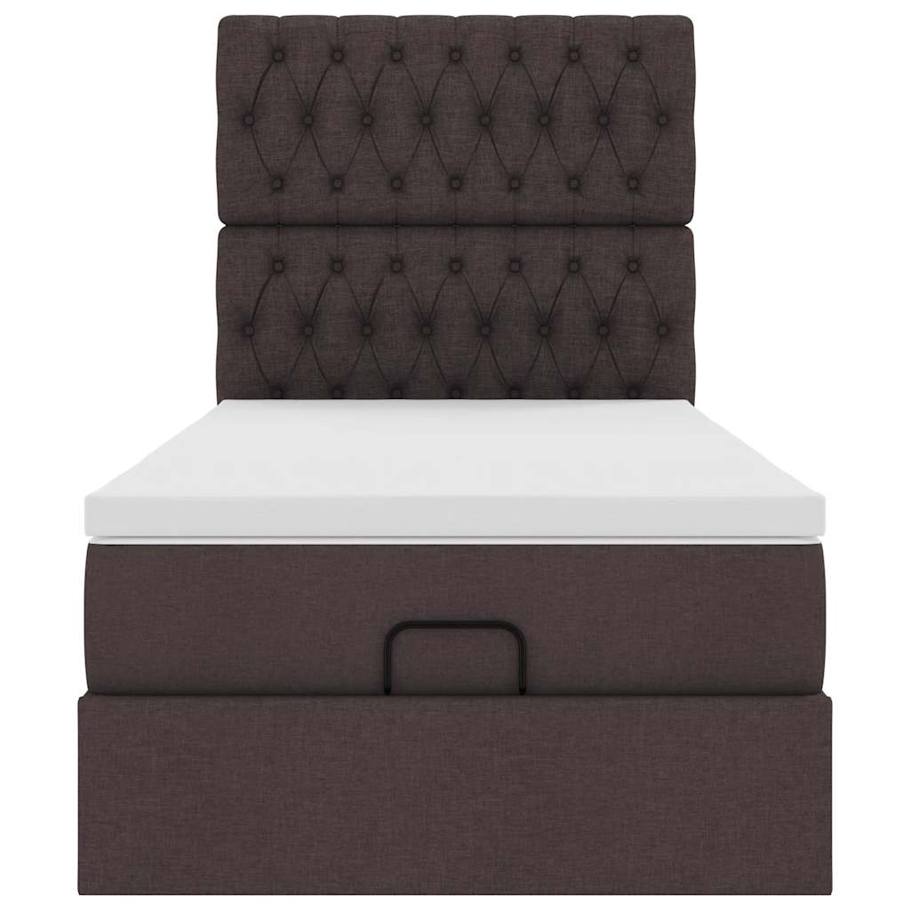 Ottoman-Bett mit Matratze Dunkelbraun 80x200 cm Stoff