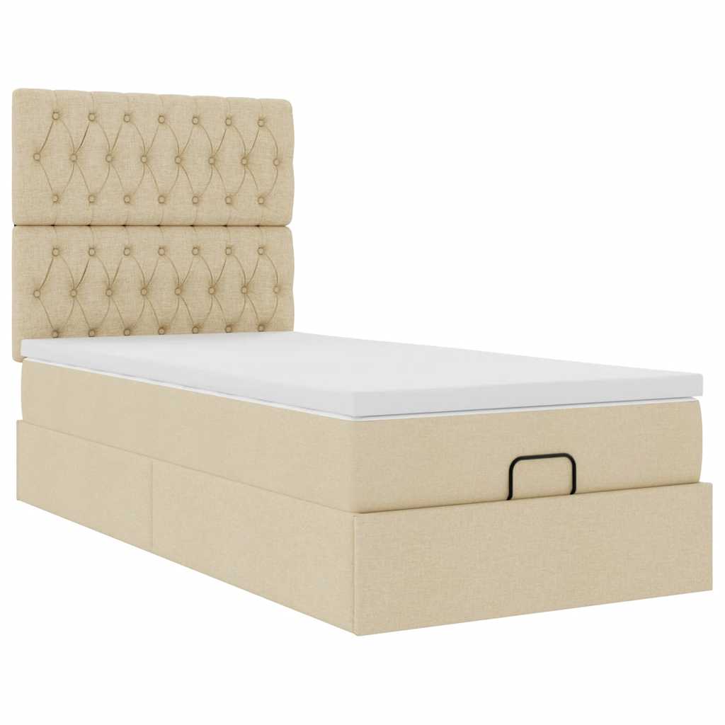 Ottoman-Bett mit Matratze Creme 90x190 cm Stoff