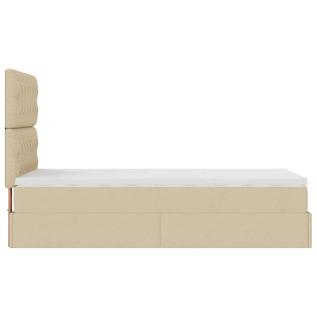 Ottoman-Bett mit Matratze Creme 90x190 cm Stoff